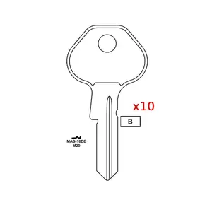 Hardware Master Combination Lock Key Blank - Model 1092-6000, M20, MAS-18DE (10-Pack)