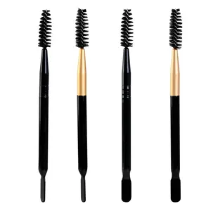 Brow Gel Spatula and Spoolie Brush,Eyebrow Applicator Brush with Spatula,Double-Headed Eyelashes Curler Volume Tool,4PCS
