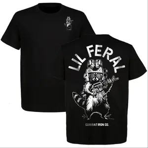 Lil Feral Raccoon 2 Sided T-shirt for Men, Tactical Gear, Streetwear Apparel, Unisex Short Sleeves 100% Cotton, Made in USA. LKD Menswear Top