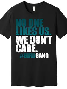 Men's Vintage Philadelphia Football Inspired Bird Gang Graphic T-Shirt - Lightweight Black Cotton Short Sleeve, Distressed "We Don't Care" & Fan Design, Casual Round Neck Tee for Casual Attire & Game Day Outfits, Machine Washable All-Season Apparel