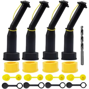 Gas Can Spout Replacement Universal Kit Leakproof Angle Nozzles Gasket Filter Screen Vent Cap Drill Bit for Old Style Gas Can Compatible with  Blitz Gott Rubbermaind  Scepter (4black)