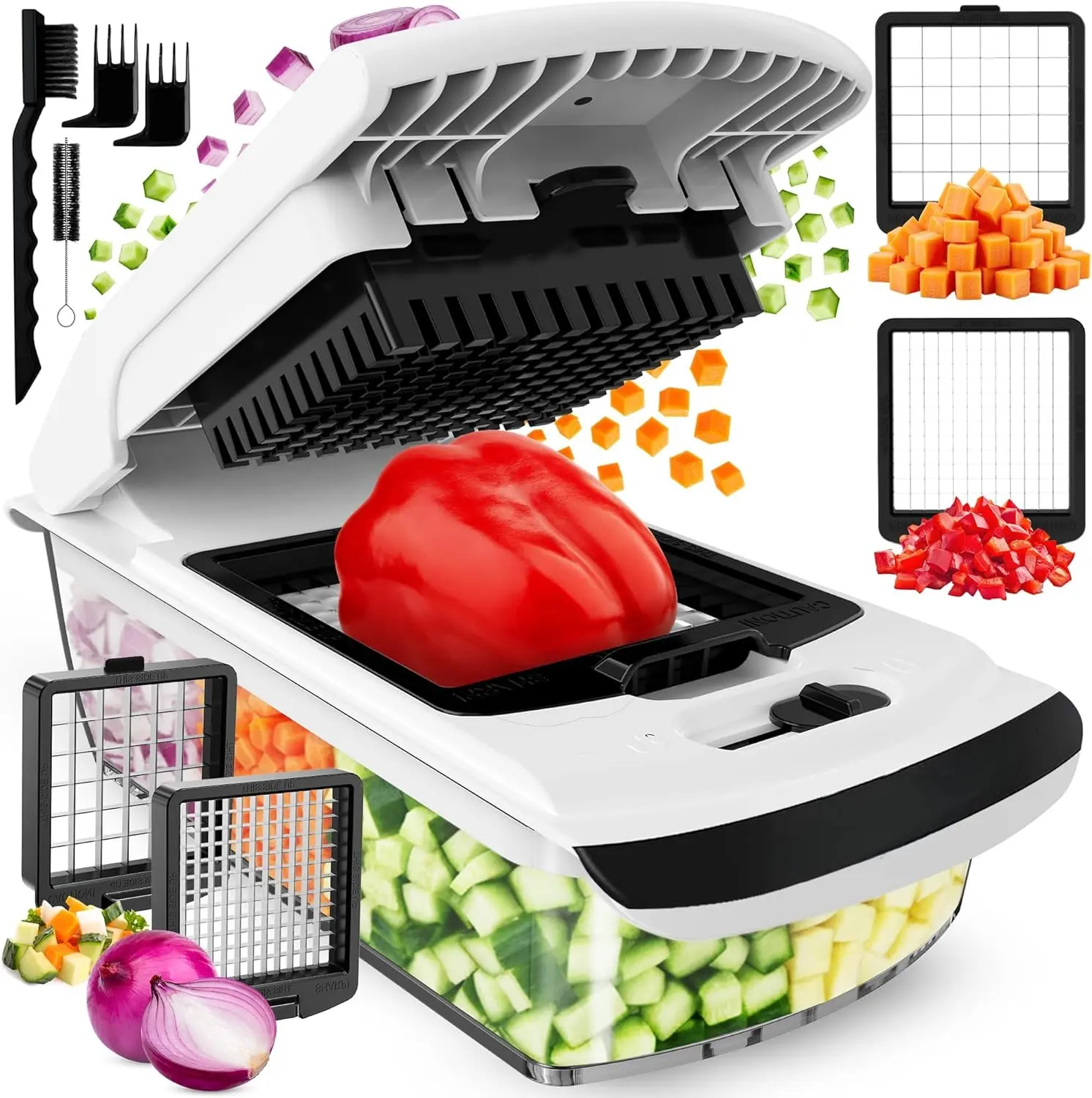 Vegetable Chopper & Slicer | Stainless Steel Blade, Onion Dicer, Food Prep Kitchen Gadgets | Perfect for Quick Meal Prep | Perfect Gift!