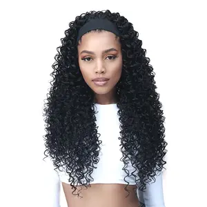 Bobbi Boss Headband Long Curly Wigs Synthetic Full Wig - M1010 ALISSON, Easy Active Water Wavy Wigs, Premium Synthetic Fiber Wigs with Durable Fashion Band, High Heat Resistant wigs (2, Dark Brown)