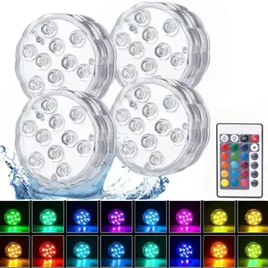 4pcs Waterproof Remote Control LED Underwater Lights, 16 Colors RGB Pool Fish Tank Decor, Party Bath Outdoor Landscape Lights, Garden Accessories