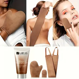 viilife Self-Tanning Kit, Includes 50ML Tanning Lotion, 1pcs Back Strap, 2pcs Gloves, Even Application, Spot-Free, Home Use