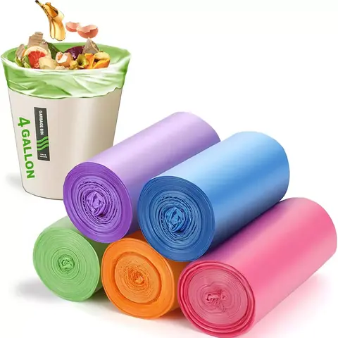 100PCS/5 Rolls Disposable Garbage Bags, Colored Plastic Trash Can Liners for Home, Office Kitchen Waste Home Supplies