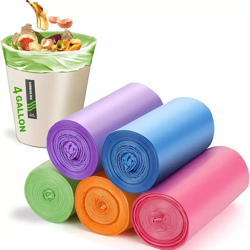 100PCS/5 Rolls Disposable Garbage Bags, Colored Plastic Trash Can Liners for Home, Office Kitchen Waste Home Supplies