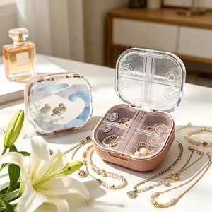 Double Ducks By Stream Mini Portable Double Layer Jewelry Box, Small Necklace Bracelet Organizer, Anti-tangle & Anti-oxidation, Multi-compartment, Compact Light Luxury Jewelry Storage Case