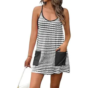 Tankaneo Womens Tennis Athletic Dress Mini Romper Dress with Built in Shorts Summer Vacation Outfits