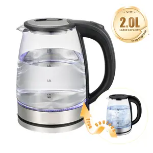 2L Electric Kettle Glass Water Boiler with LED Light Auto Shut-Off & Boil Dry Protection Wide Opening Removable Lid Drip-Free Spout for Home Office Kitchen Appliances
