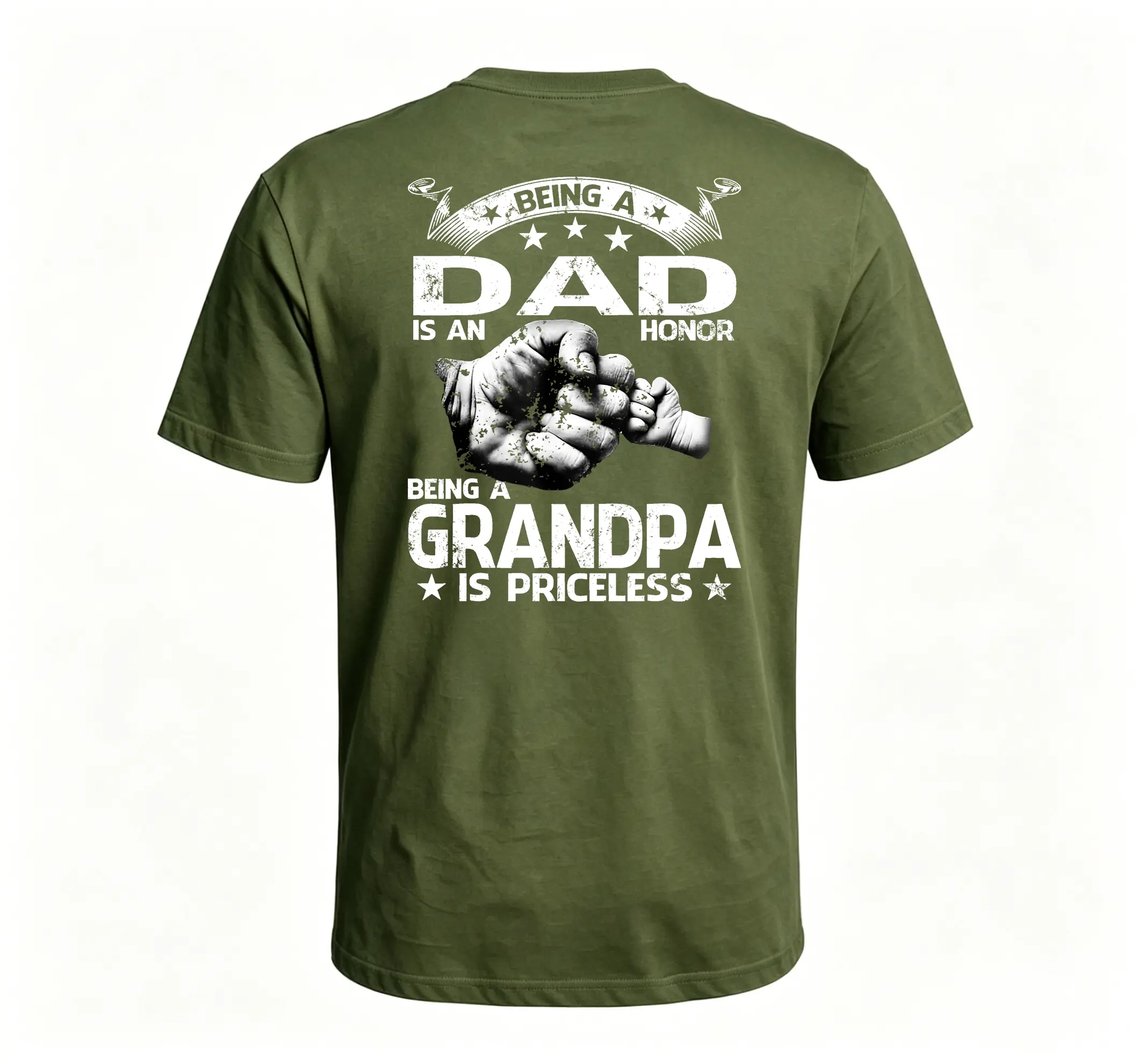Pure Cotton Graphic T-Shirt for Men Being A Dad Is An Honor Being Grandpa Is Priceless Versatile Men's T-Shirt