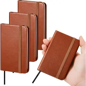 4 count Mini Leather Pocket Notebook 4 x 2.5 Inch Small Hardcover Notebook 50 Sheets Hardcover Mini Notepad  Lined Journal for Office  School Writing (Brown,Classic)