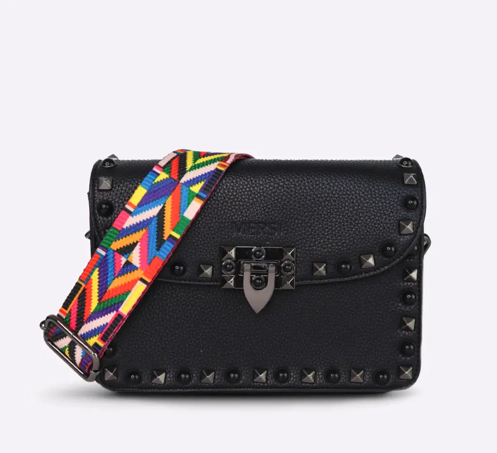 MERSI Ruby Crossbody | Studded Vegan Leather Crossbody Bag with Two Adjustable Straps