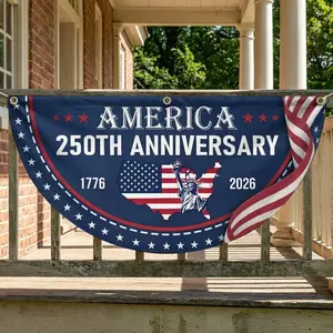 America 250th Anniversary Semicircular Flag Banner – Patriotic 1776–2026 Decoration for Porch, Balcony, and Independence Day Display
