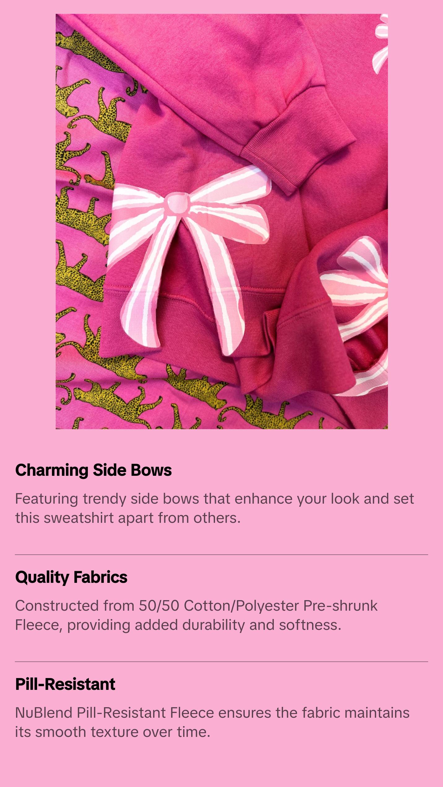 Side Bows PINK AND BLACK CHECKERED BOW WIFEY Unisex NuBlend Crew Sweatshirt WIFE Trendy Casual Long Sleeve 50/50 Cotton/Polyester Pre-shrunk Fleece High Stitch Density