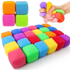 8Pcs Random Color Squishy Cube Slow Rising Fidget Toys, Soft Stretchy Reusable Stress Relief Cubes, Quiet Anxiety Fidgets for Adults Classroom, Kids Party Favors & Goodie Bag Prizes