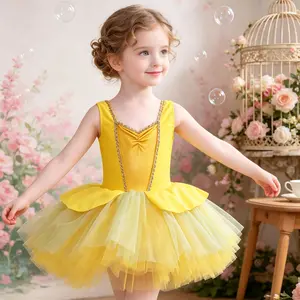 Girls Yellow Ballet Princess Tutu Dress, Sleeveless Tulle Ballerina Costume for Toddlers, for Birthday Party, Dance Recital & Dress-Up Play