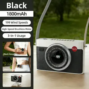 Portable Camera Fan Belt Clip, Innovative Design, Small and Stylish, Large Display, Dual Speed and Battery Show, Brushless Motor, USB Powered