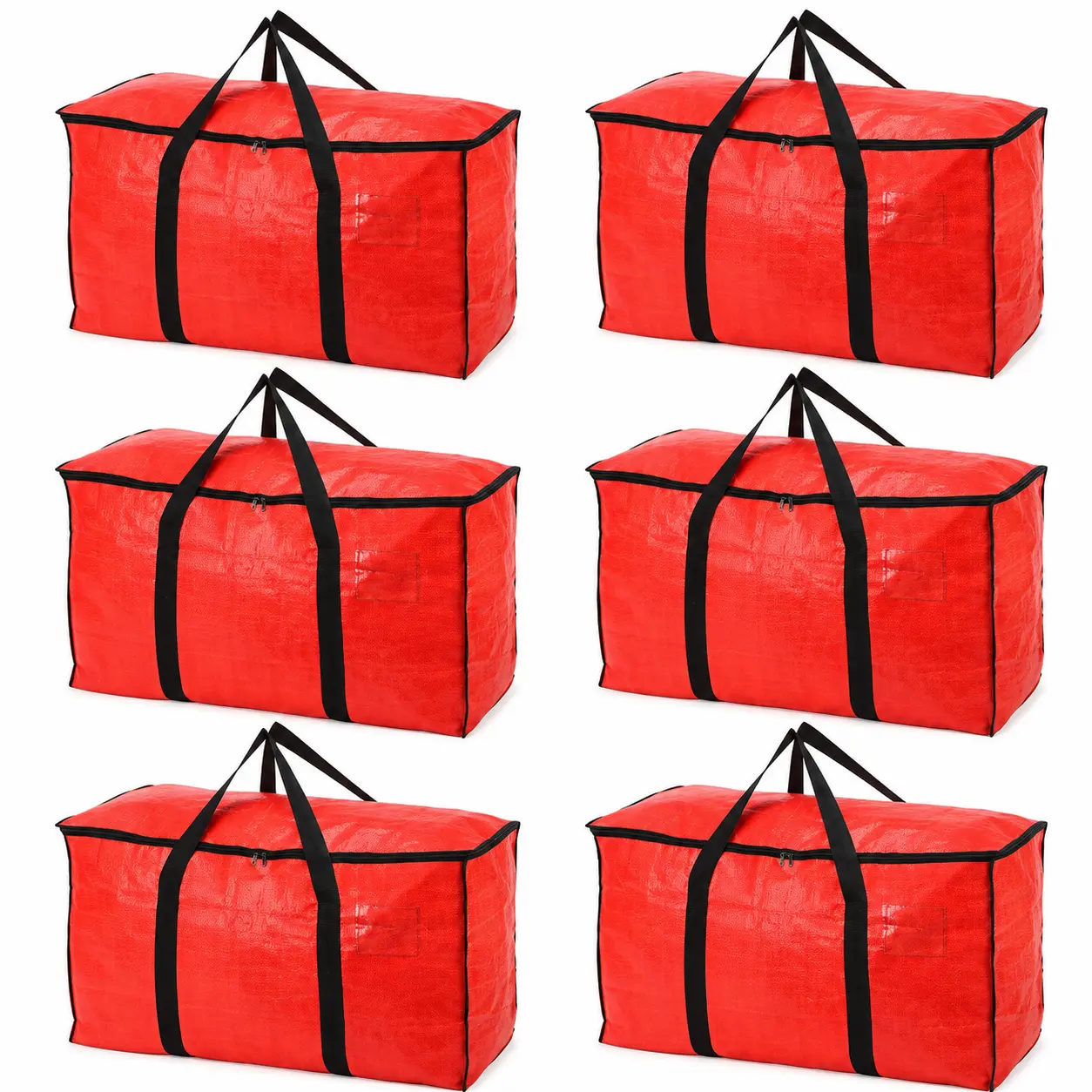 UNIQDESIGN XL Extra Large Heavy-Duty Moving Organizer Bags, heavy-duty durable high-capacity organizer, with zipper and handles, 6-pack red travel organizer bags, suitable for clothing storage.
