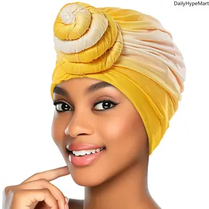 Color Block Donut Turban Headwear - Double-Layer Liner, 3D Pom Pom, Daily Fashion Accessory