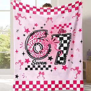 67 hot stem pink black star bow with pink and white checkerboard element flowers soft and comfortable boys and girls bedroom living room This is the best gift for couples, children, parents and friends, and it can express deep love.