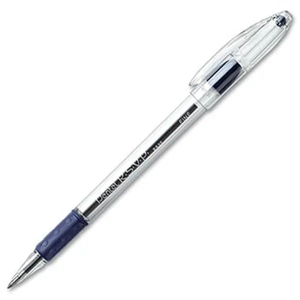 Pentel RSVP Blue Fine-Point Ballpoint Pen - Refillable, Stainless Tip, Weighted Barrel, Advanced Ergonomic Barrel Design, Economical Office Writing Tool (Pentel Of America), Immediate Writeout