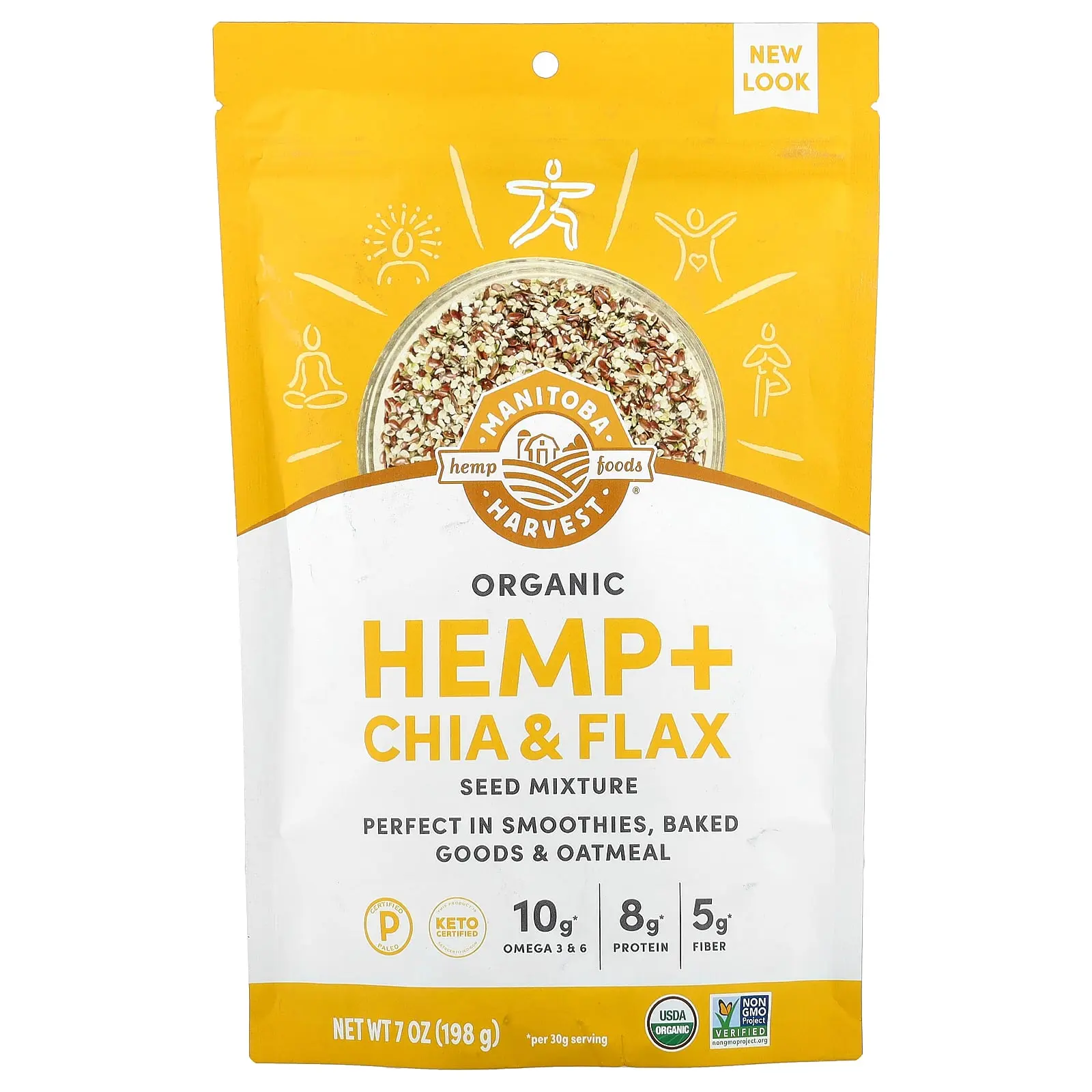 Manitoba Harvest Organic Hemp + Chia & Flax Seed Mixture, 7 oz (198 g)