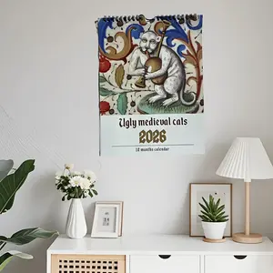 2026 Medieval Cat Calendar, Vintage Gothic Design, Monthly Tabs, Tear Off Calendar, Home Office Decor, Perfect Birthday Gift for Cat Lovers