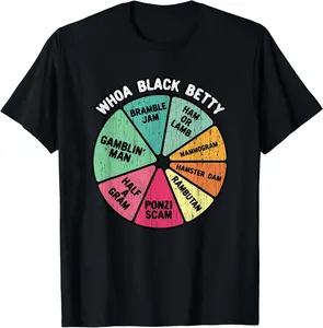 Whoa Black Betty - Funny 70's Classic Rock Music Pie Chart T-Shirt Graphic tees
