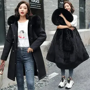 Winter Jacket 2025 New Women Parka Clothes Long Coat Wool Liner Hooded Jacket Fur Collar Thick Warm Snow Wear Padded Parka  Casual Womenswear Outerwear Basic Minimalist Tops