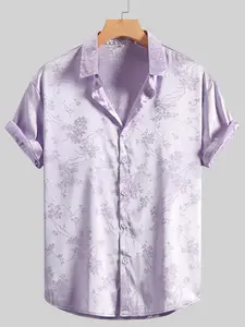 Men's Ditsy Floral Print Short Sleeve Shirt, Casual Style Shirt, Regular Fit Casual Soft Comfy Button Front Collared Top for Summer, Fashion Men's Clothes for Daily Wear, Menswear
