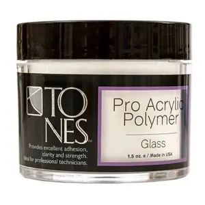 Tones Pro Acrylic Powder "Glass" – Crystal Clear, High-Pigment, Smooth Blend, Perfect for Nail Art & Sculpting