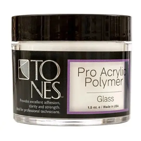 Tones Pro Acrylic Powder "Glass" – Crystal Clear, High-Pigment, Smooth Blend, Perfect for Nail Art & Sculpting