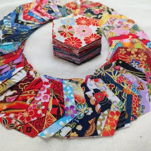 100 PRE-CUT Hexagon Fabric Pieces! GORGEOUS Gold-Foil Japanese Floral Prints — DIY Quilting & Grandmother’s Garden Project DREAM