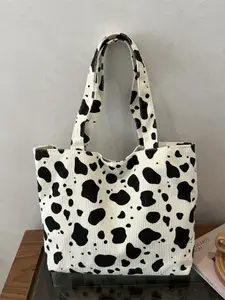 Women's Fashion Cow Print Handbag, Large Capacity Casual Shoulder Bag, Cross Body Bags, Stylish Daily Use Accessory, Perfect Gift Idea, Canvas Crossbody Bags