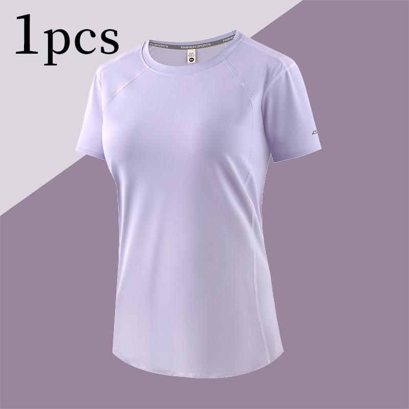 Women’s summer quick-dry sports T-shirt, breathable short-sleeve for yoga and running, high stretch quick-dry fabric with rapid moisture absorption and sweat release; suitable for yoga, running, fitness, and everyday casual wear—a versatile wardrobe stapl