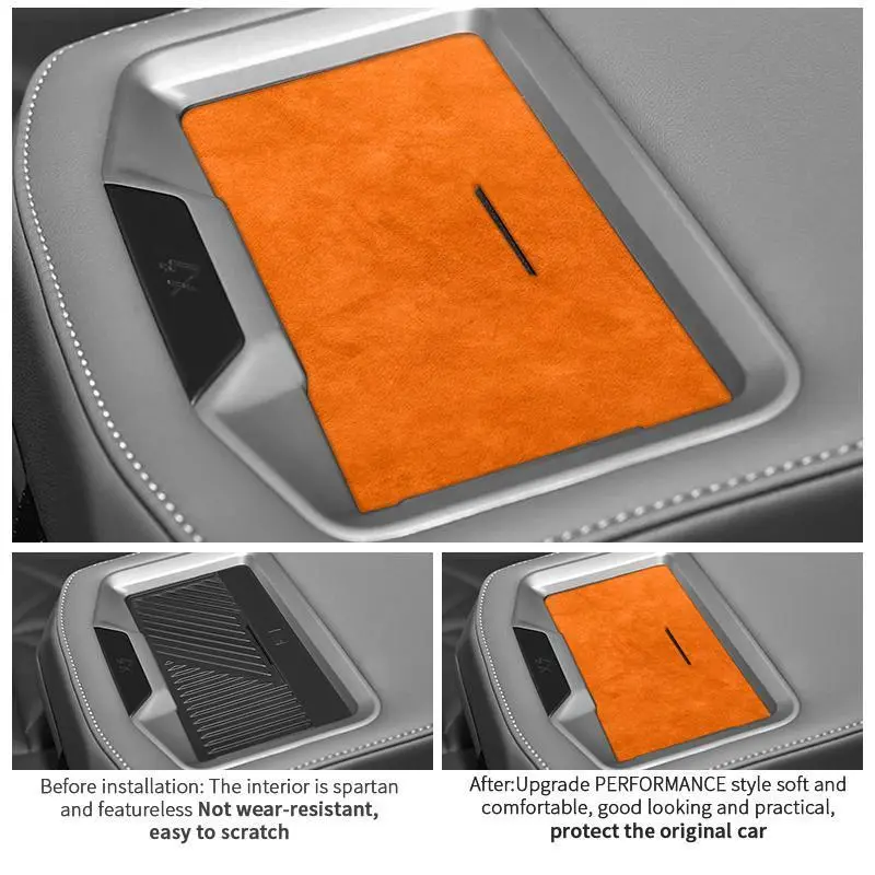 For BMW X3 G45 Car Rear Seat Wireless Charging Tray Trim Sticker Premium Interior Custom Tuning Accessories Made of Alcantara