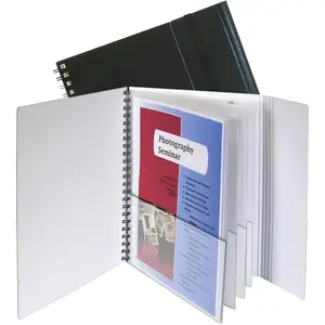 Eight-Pocket Portfolio with  Flap, Polypropylene, 8.5 X 11, Black/White