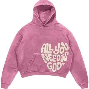 All You Need Is God Vintage Oversized Graphic Acid Washed Oversized Hoodie, Double Sides Washed Hoodie Unisex Oversize Hoodie Gift for Him Gift For Her, Vintage Y2K Hoodie Acid Washed Heavyweight Cotton Hoodies Casual Daily Wear QZ9