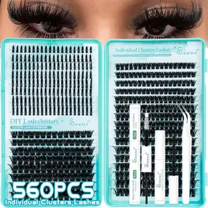 Large Capacity Spikes Lash Clusters,Volume D Curl Baddie Eyelashes, 9-16mm Mixed Length, Dense Fluffy False Lashes, Individual Lashes Thick Cluster Lashes, Reusable Faux Mink Fairy Individual Lash Extension, Includes Bond&Seal Remover and Tweezer