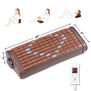 Medical Grade Heating Infrared Pillow for Head & Neck 4"x8"x20",  Natural Stone Heating Pillow for Muscle Relaxation,130 pcs Tourmaline, Germanium, Elvan & Volcanic Rocks, Model LKT50