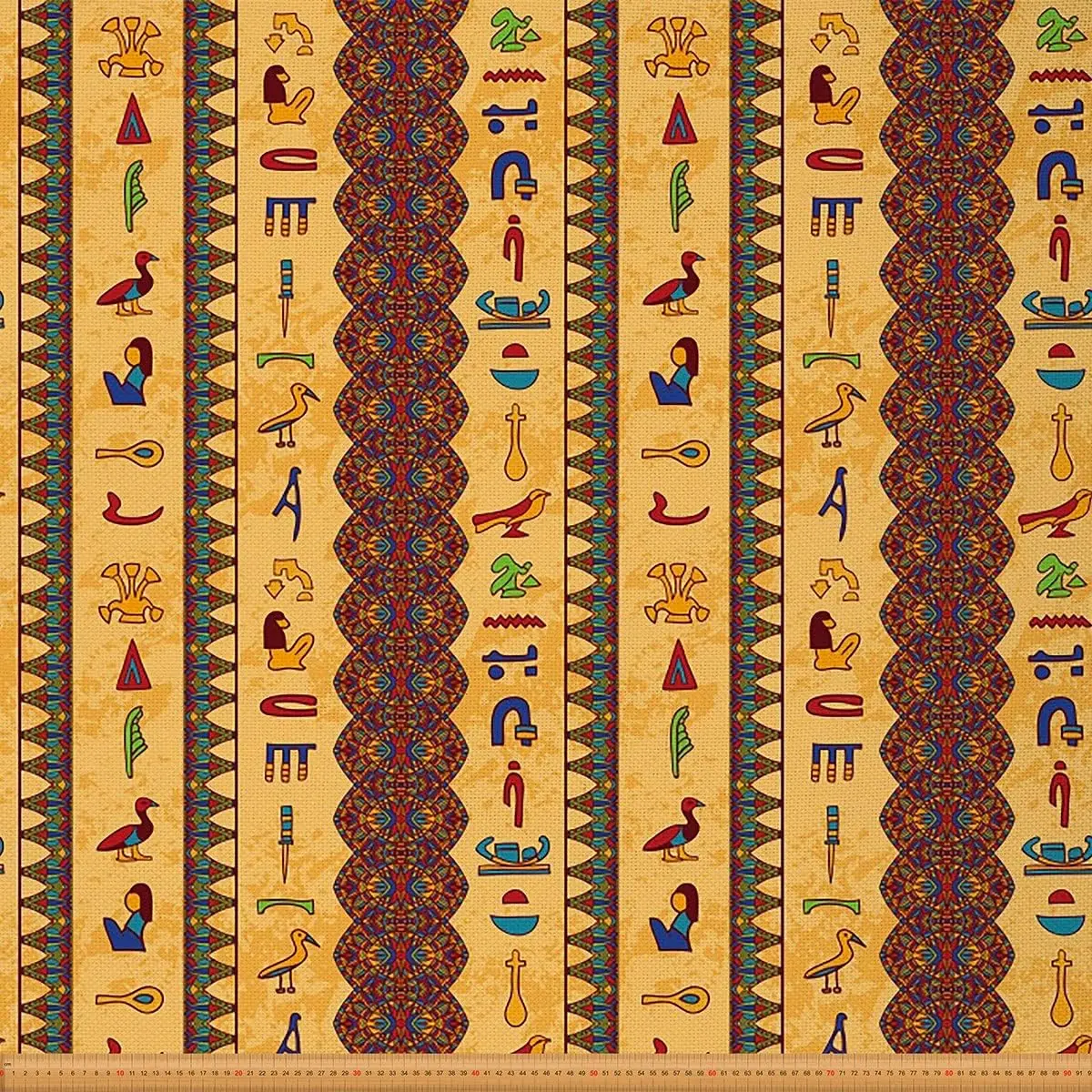 Egyptian Print Upholstery Fabric by The Yard,2 Yard,Ancient Egypt Hieroglyphics Culture Fabric by The Yard,Exotic Style Fabric for DIY Projects, Hammock, Ottoman