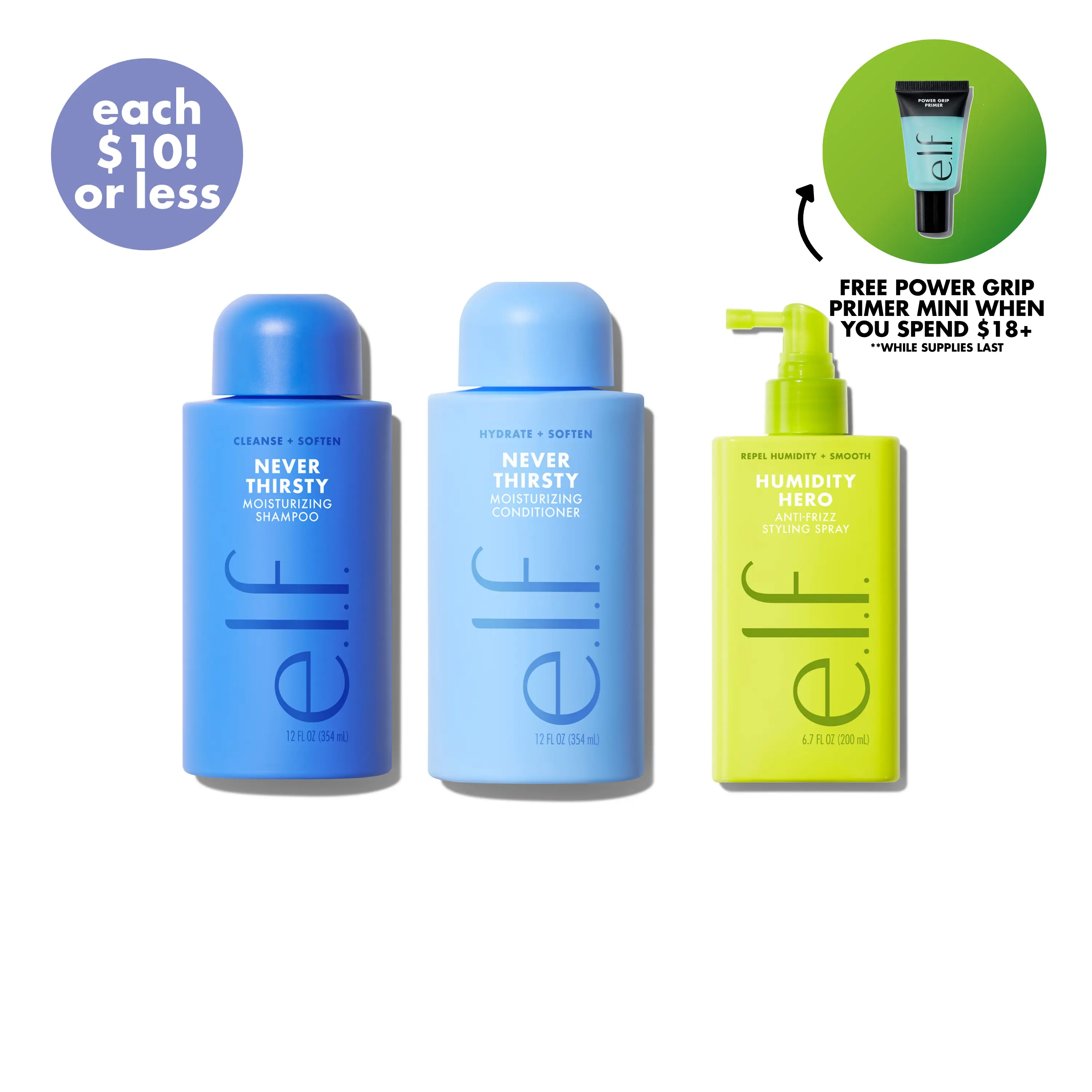 Frizz To Rizz Haircare Trio: Hydrate + Smooth + Repel Frizz For Every Hair Type (Shampoo + Conditioner + Anti-Frizz Styling Spray)