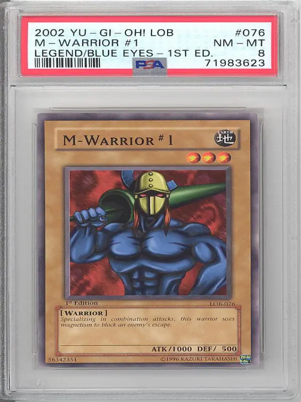 PSA 8 - Yu-Gi-Oh Card - Lob-076 - M-Warrior 1 (Common) *1St Edition* - Nm-Mt