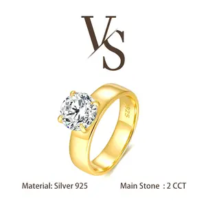 [Venus Jewelry] Synthetic Mossianite 2 CCT Round Cut Triple Luxury Unisex Design Solid Silver 925 Ring