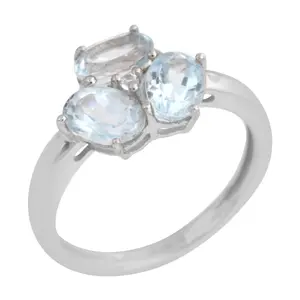 Affinity Gems Blue & White Topaz Ring, Sterling Silver
