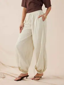 Cider Linen-blend Mid Rise Striped Jogger Trousers
