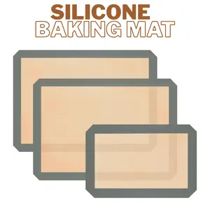 Silicone Baking Mat, Set of 3 Reusable Non-Stick Food Safe Baking Sheets for Cookies, Bread and Pastry, Baking Supplies for Oven