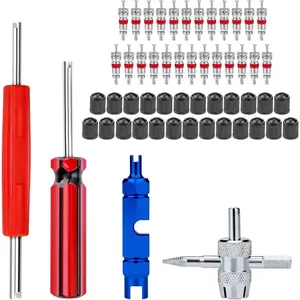 56Pcs Valve Stem Removal Tool, Valve Cores, 4-Way Valve Tool, Valve Core Remover Tool, Valve Stem Caps