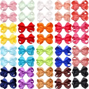 L-HDW145 40PCS 3Inch Hair Bows for Girls Grosgrain Ribbon Bow Toddler Hair Accessories with Alligator Clips in 20 Color Pairs for Baby Girls Kids Toddlers Teens
